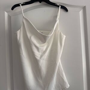 Glam White Asymmetrical Sleeveless Camisole